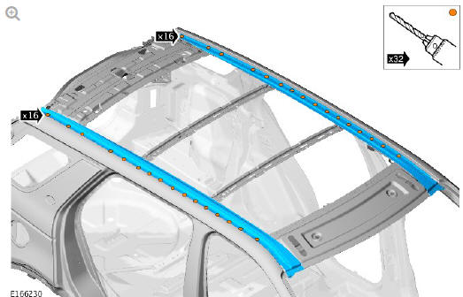 Roof sheet metal repairs roof panel (G1770876) - Removal