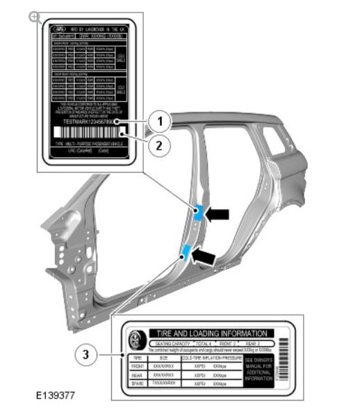 CERTIFICATION / TIRE DATA LABEL - NAS ONLY