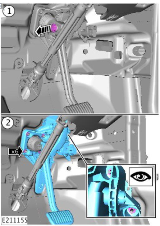 Hydraulic brake actuation brake pedal and bracket (G2164230) removal and installation