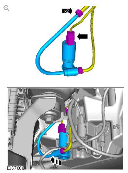 Windshield washer pump (G1780364) removal and installation