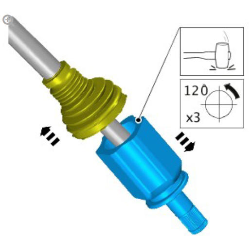 Front drive halfshafts inner constant velocity joint boot (G1794497)  - Removal