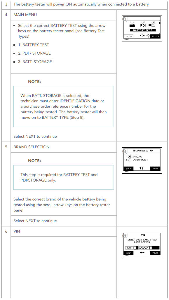 Completing a Battery Test