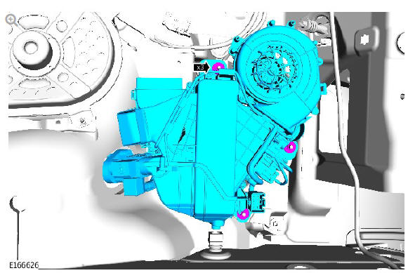 Auxiliary climate control evaporator and blower motor assembly (G1817039) removal and installation