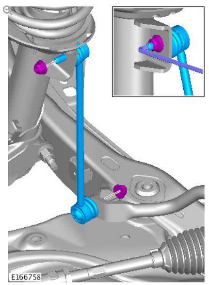 Front suspension front stabilizer bar link (G1779641) removal and installation