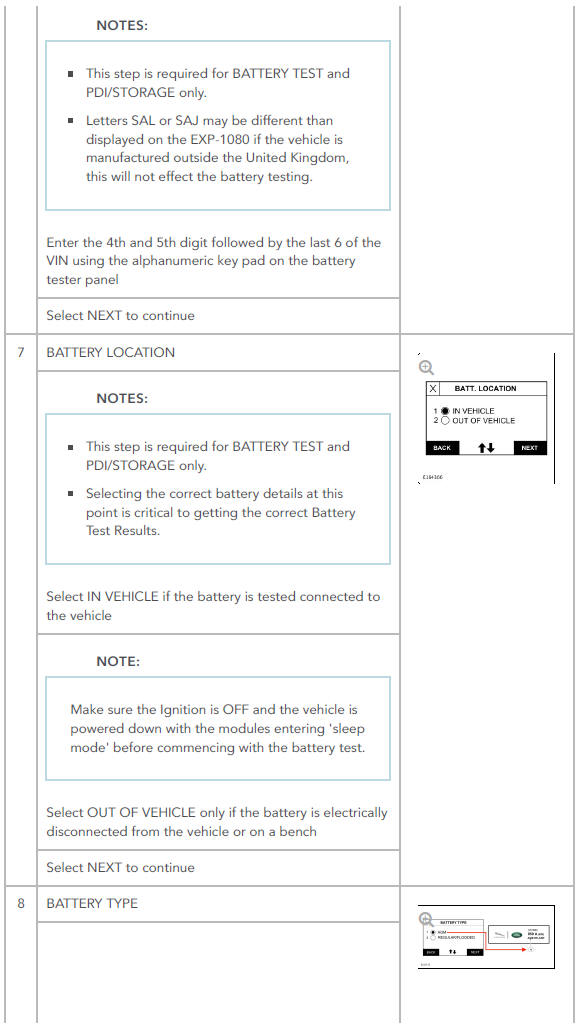 Completing a Battery Test
