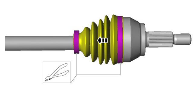Front drive halfshafts outer constant velocity joint boot (G1794498)  - Removal 