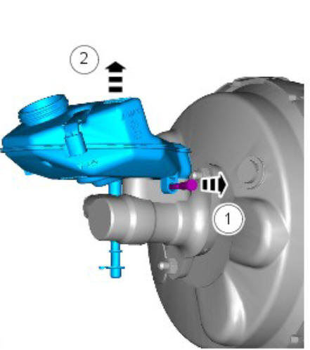 Hydraulic brake actuation brake fluid reservoir (G1785123) removal and installation