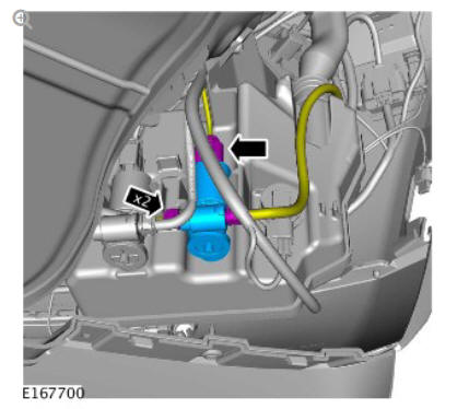 Headlamp washer pump (G1780366) removal and installation