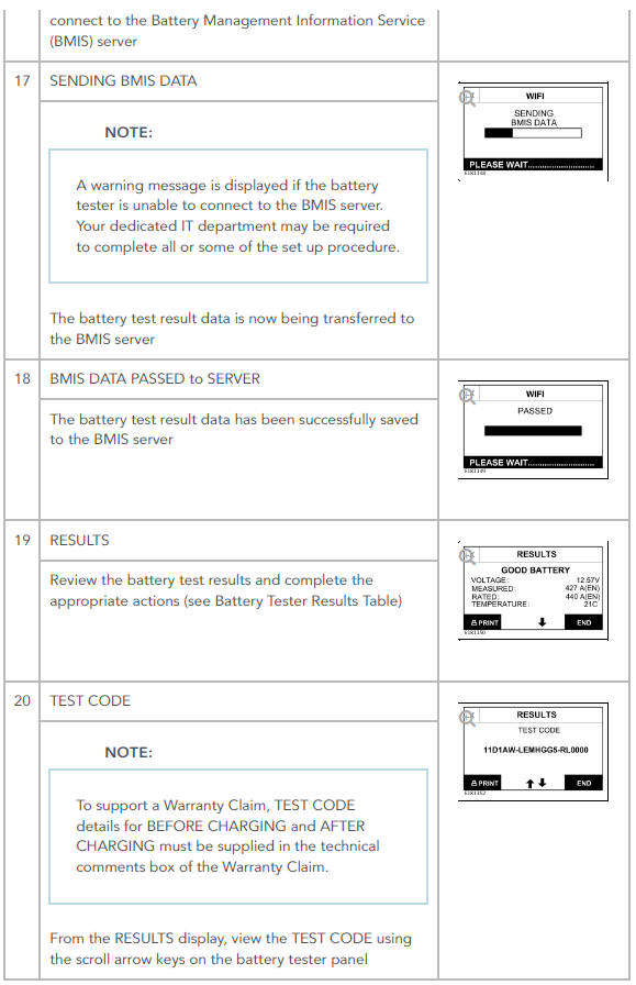 Completing a Battery Test