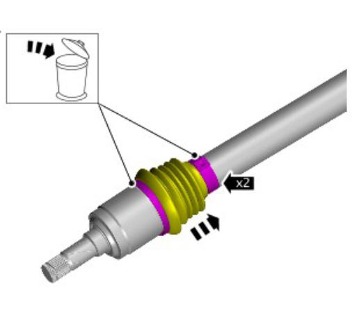 Rear drive halfshafts inner constant velocity joint boot (G1791656) Removal