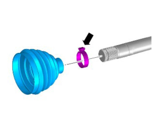 Rear drive halfshafts inner constant velocity joint boot (G1791656) Installation