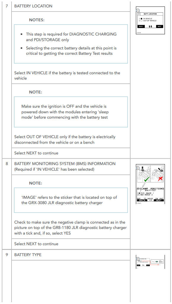 Completing a Battery Test