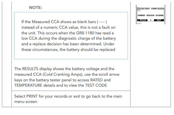 Completing a Battery Test