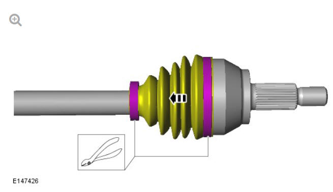 Rear drive halfshafts outer constant velocity joint boot (G1791657) Removal
