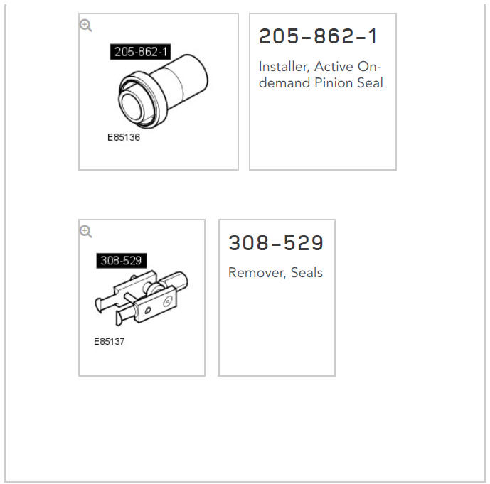 Rear drive axle_differential - Vehicles without- Active driveline active on-demand coupling drive pinion seal (G1775373) removal and installation