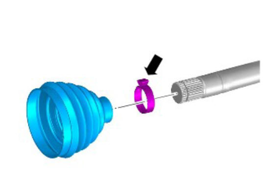 Rear drive halfshafts outer constant velocity joint boot (G1791657) Installation