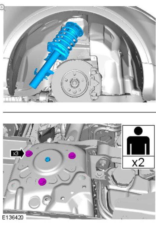Front suspension shock absorber and spring assembly (G1779643) - Installation