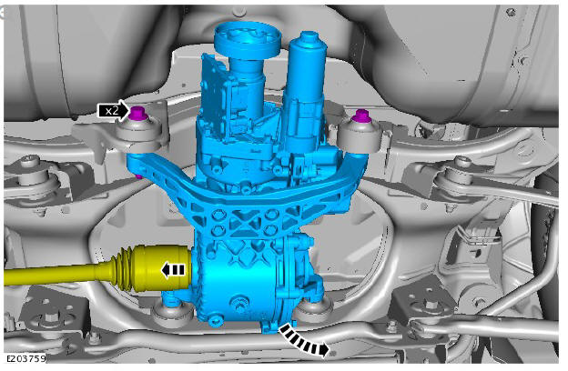 Rear drive axle_differential - Vehicles without- Active driveline differential case - vehicles with- 9HP48 9-speed automatic transmission - AWD (G1775374) removal and installation
