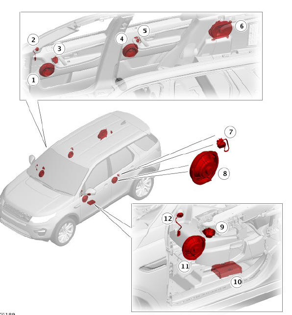 COMPONENT LOCATION - SPEAKERS - INCONTROL TOUCH - 11 SPEAKER SYSTEM
