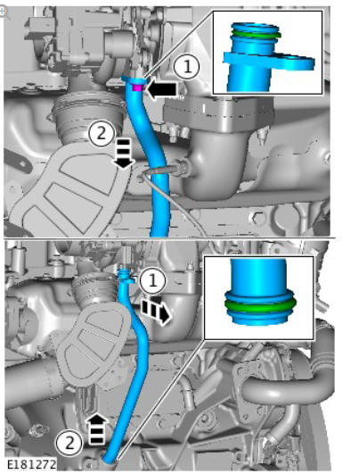 Fuel Charging and Controls - Turbocharger - Ingenium i4 2.0l Diesel Turbocharger Oil Return Hose (G1875965) Removal and Installation