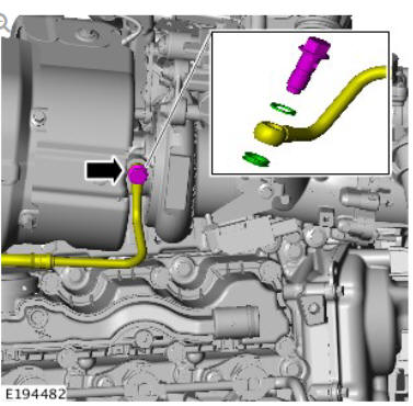 Fuel Charging and Controls - Turbocharger - Ingenium i4 2.0l Diesel Turbocharger Oil Supply Tube (G1875966) / Removal and Installation