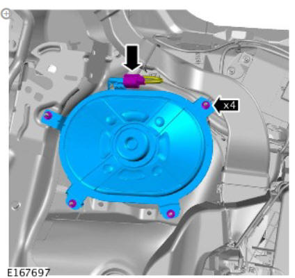 Subwoofer speaker (G1785143) removal and installation
