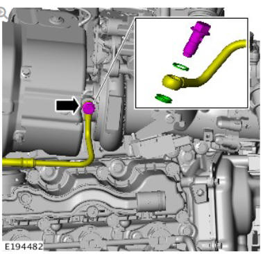 Fuel Charging and Controls - Turbocharger - Ingenium i4 2.0l Diesel Turbocharger Oil Supply Tube (G1875966) / Removal and Installation